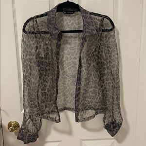 Sheer Leopard Print Blouse